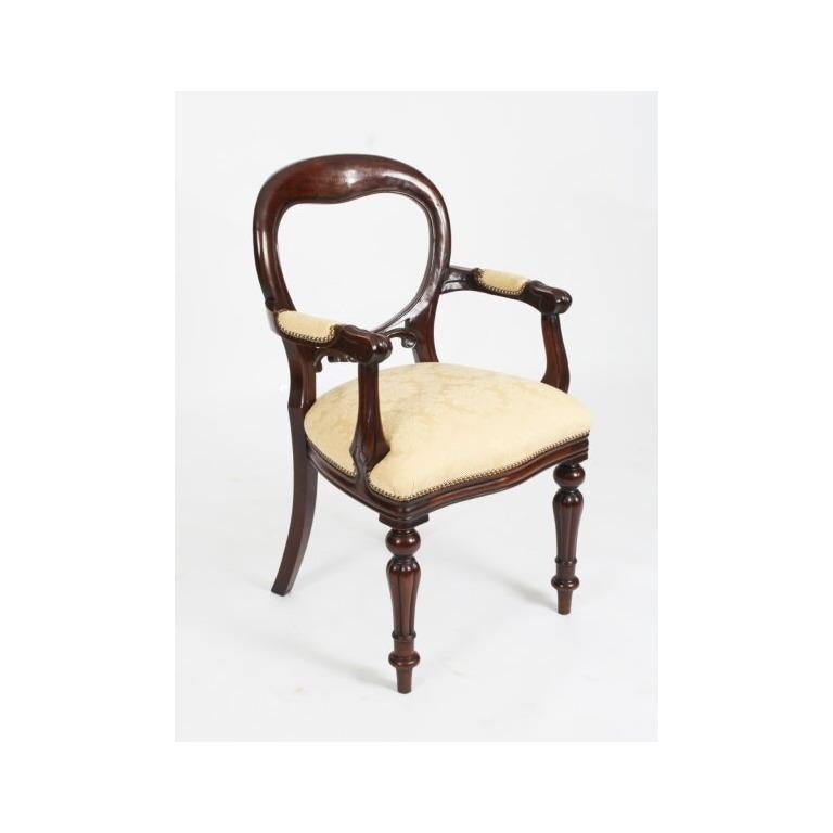 Antique 8ft Flame Mahogany Dining Table C1870 & 10 Balloon Back Chairs For Sale 8