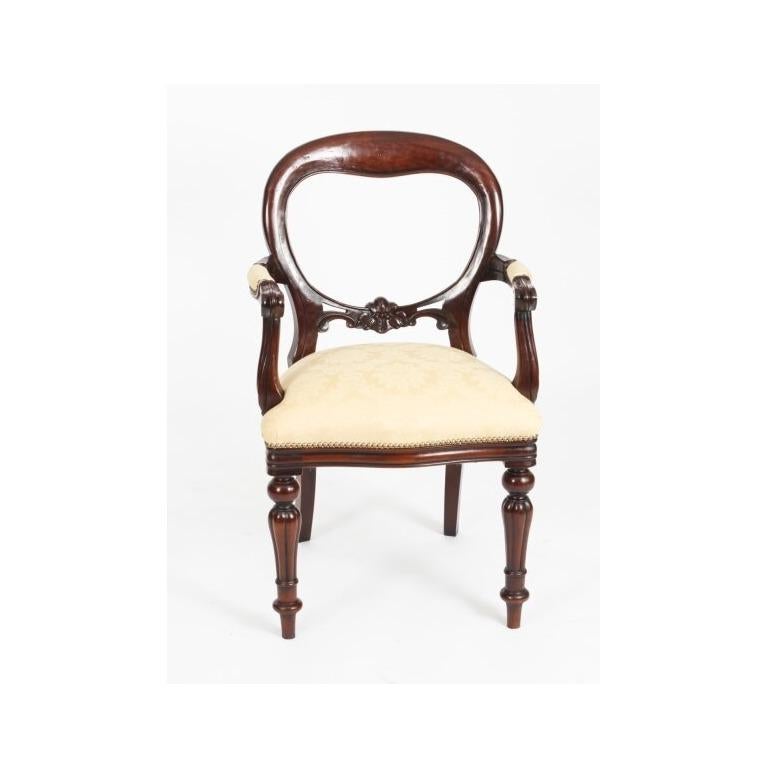 Antique 8ft Flame Mahogany Dining Table C1870 & 10 Balloon Back Chairs For Sale 9