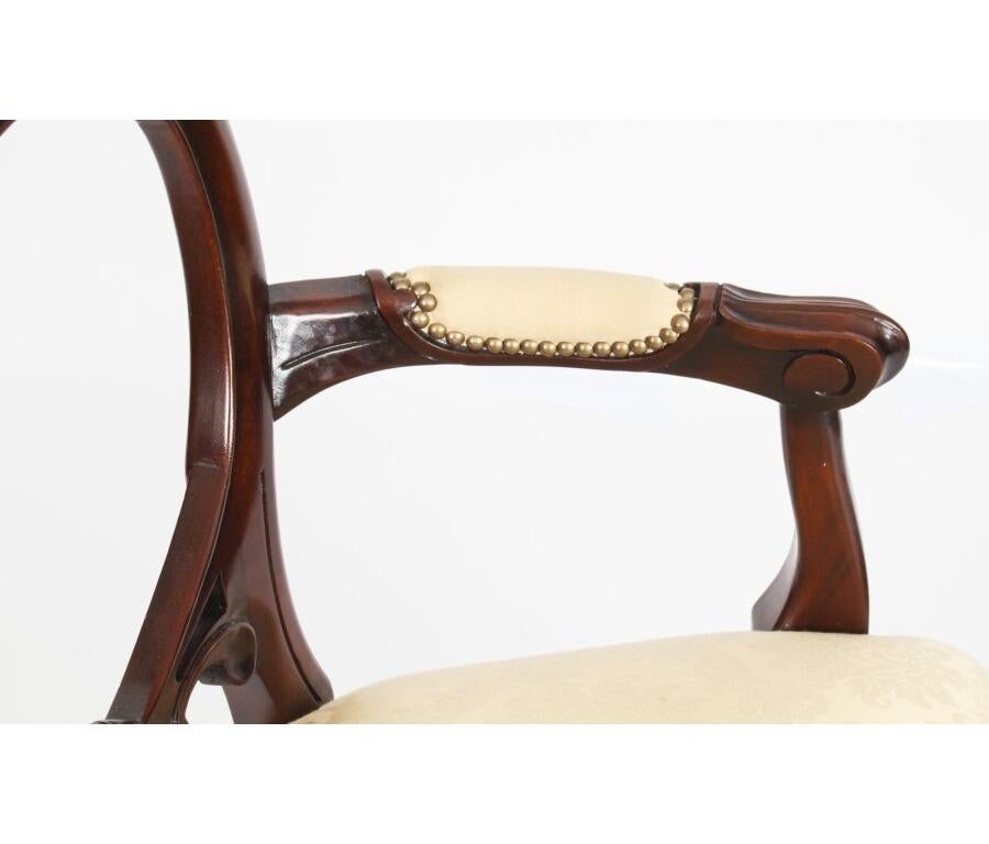 Antique 8ft Flame Mahogany Dining Table C1870 & 10 Balloon Back Chairs For Sale 10