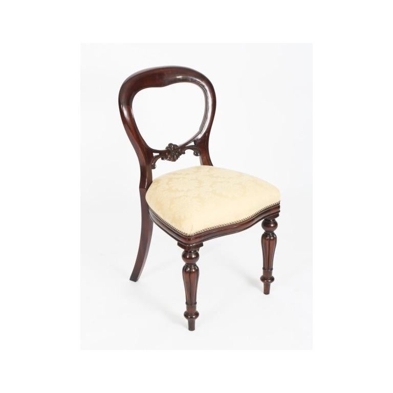 Antique 8ft Flame Mahogany Dining Table C1870 & 10 Balloon Back Chairs For Sale 11