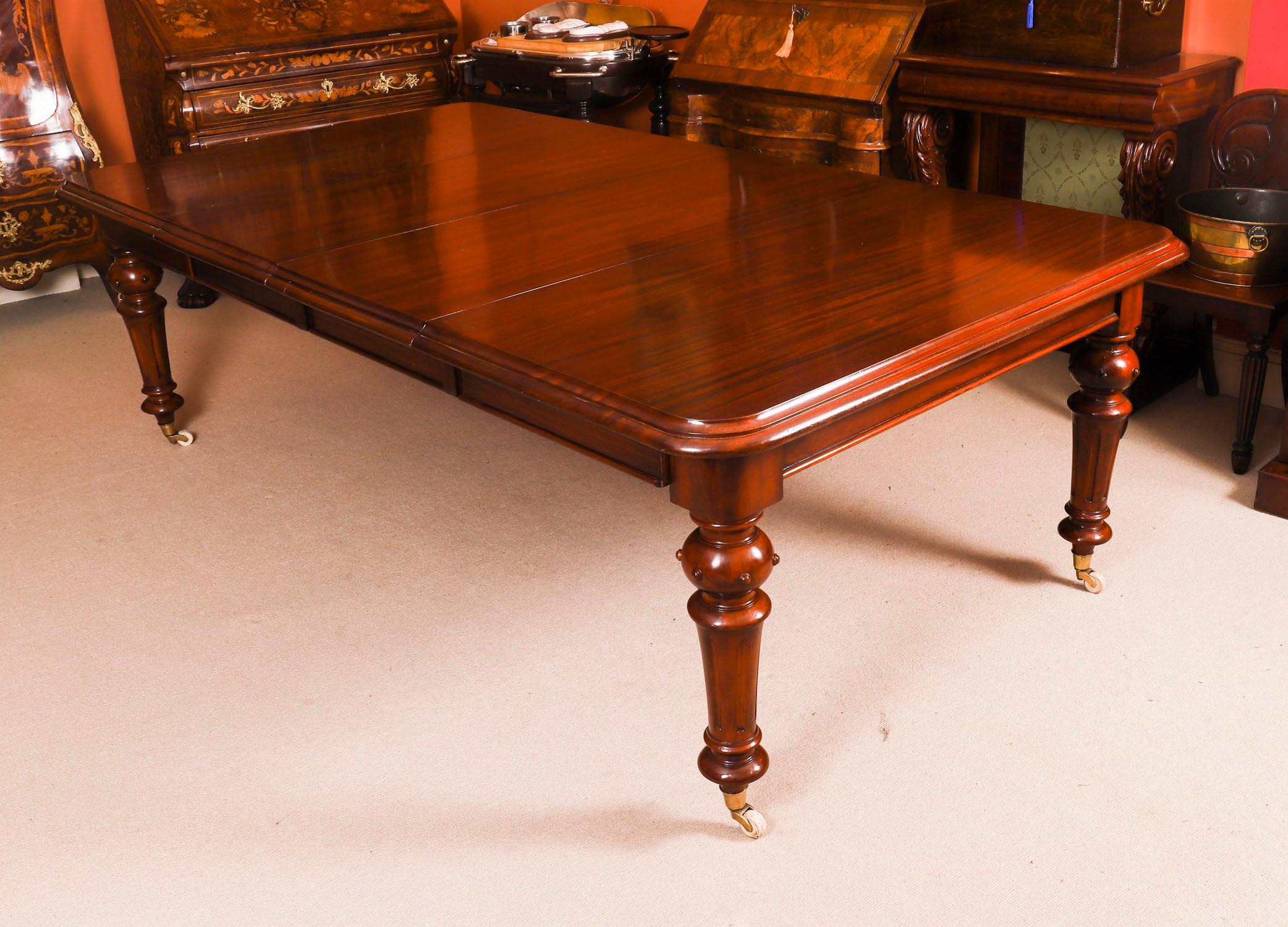 English Antique 8ft Flame Mahogany Dining Table C1870 & 10 Balloon Back Chairs For Sale