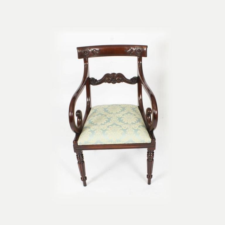 Antique 8ft Flame Mahogany Dining Table C1870 & 10 Regency Revival Chairs 9