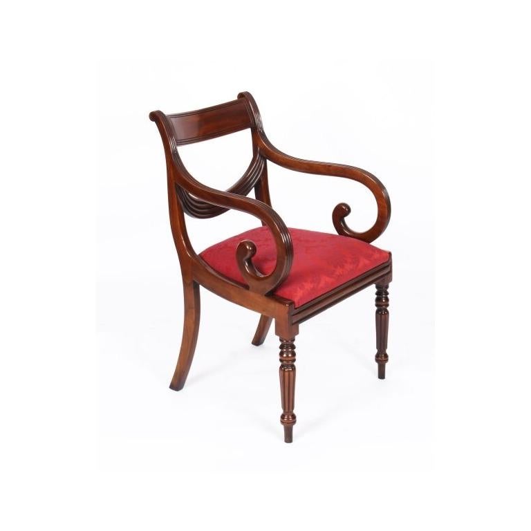 Antique 8ft Flame Mahogany Dining Table C1870 & 10 Regency Revival Chairs For Sale 12