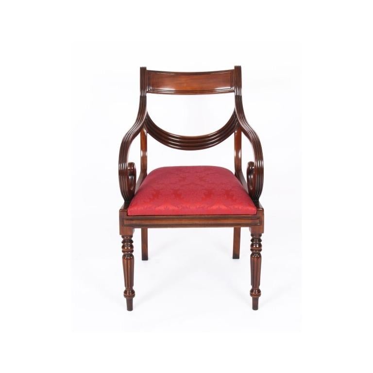 Antique 8ft Flame Mahogany Dining Table C1870 & 10 Regency Revival Chairs For Sale 13