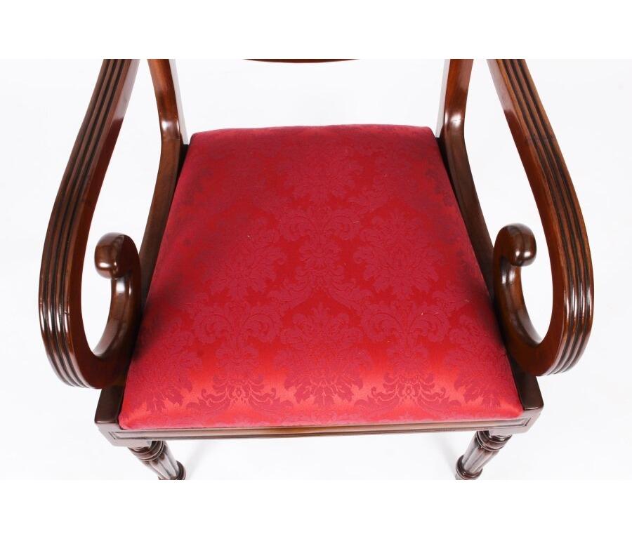 Antique 8ft Flame Mahogany Dining Table C1870 & 10 Regency Revival Chairs For Sale 14