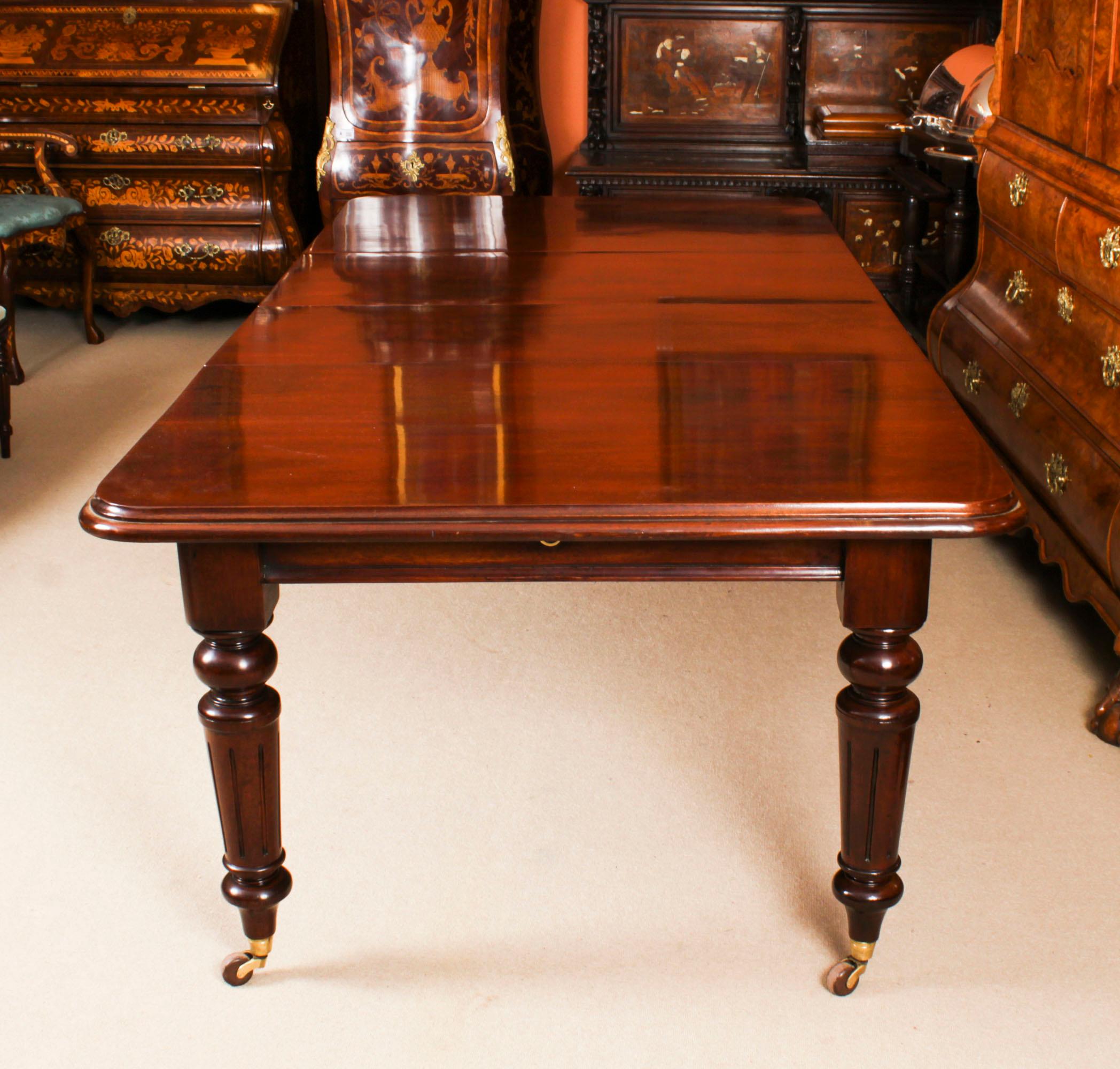 English Antique 8ft Flame Mahogany Dining Table C1870 & 10 Regency Revival Chairs