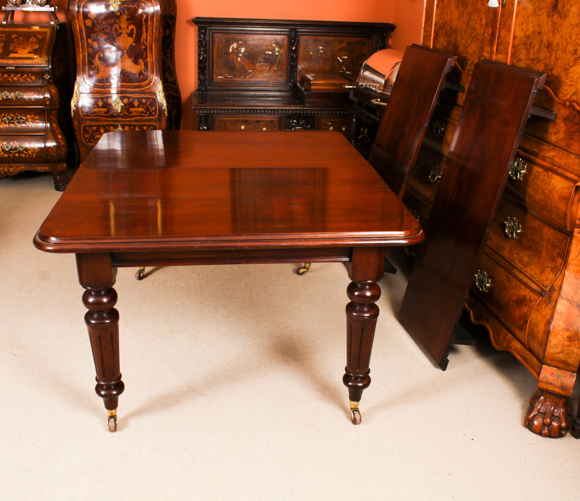 Late 19th Century Antique 8ft Flame Mahogany Dining Table C1870 & 10 Regency Revival Chairs