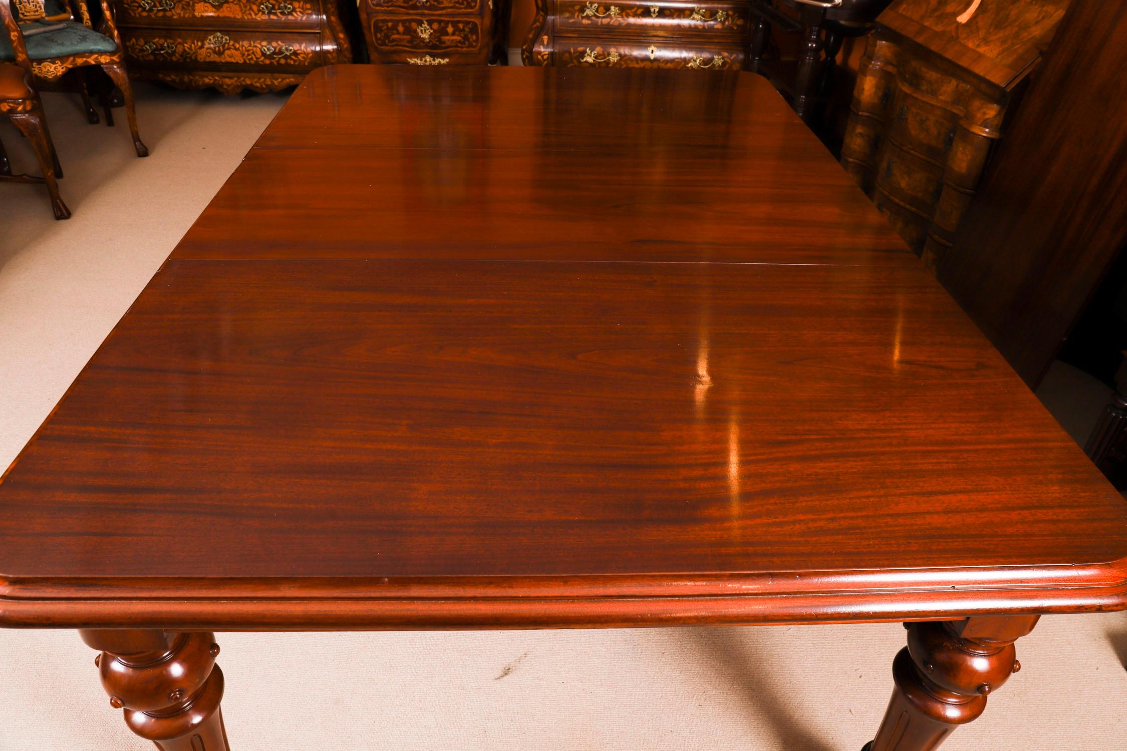 Antique 8ft Flame Mahogany Dining Table C1870 & 10 Regency Revival Chairs For Sale 4