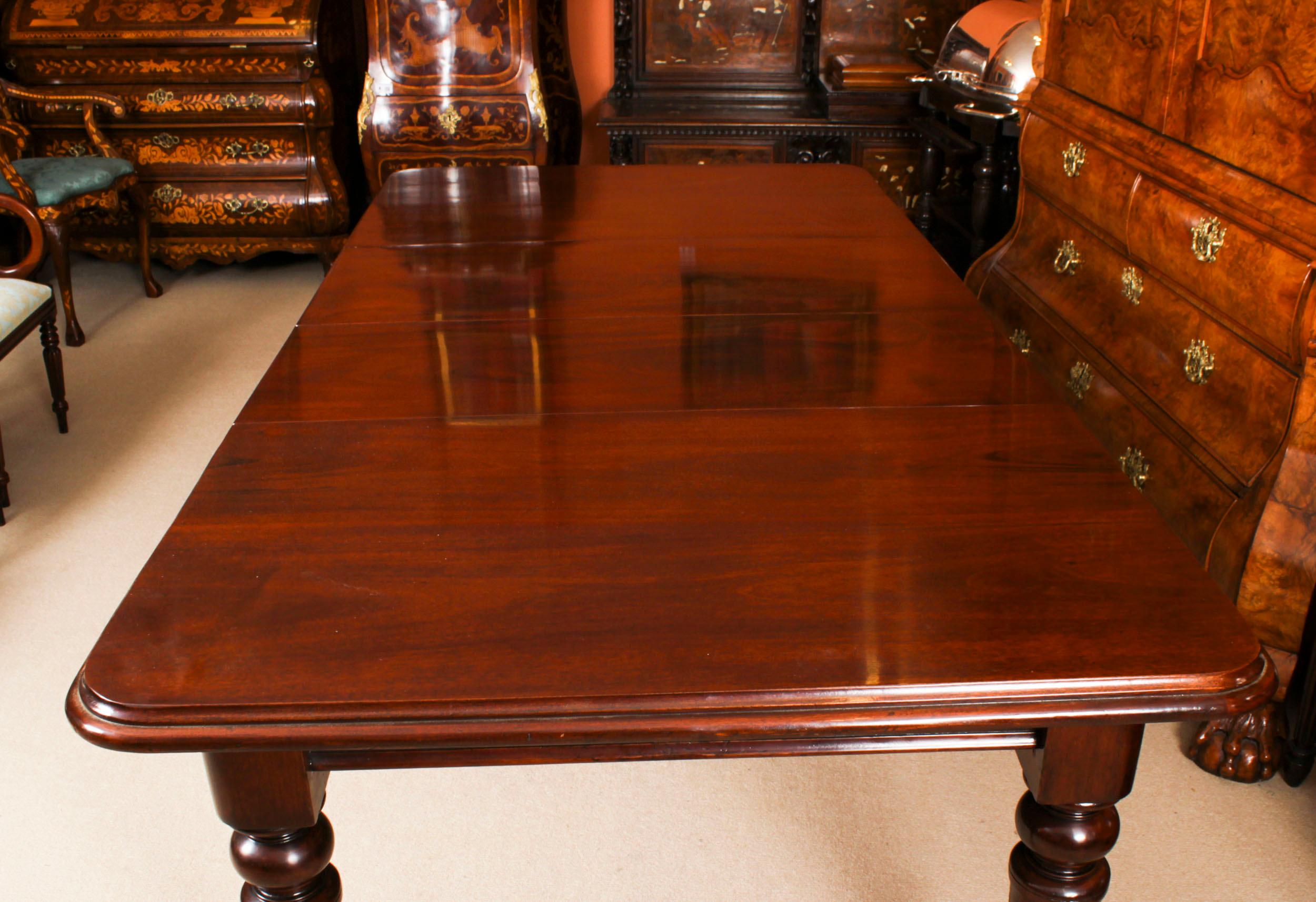 Antique 8ft Flame Mahogany Dining Table C1870 & 10 Regency Revival Chairs 3