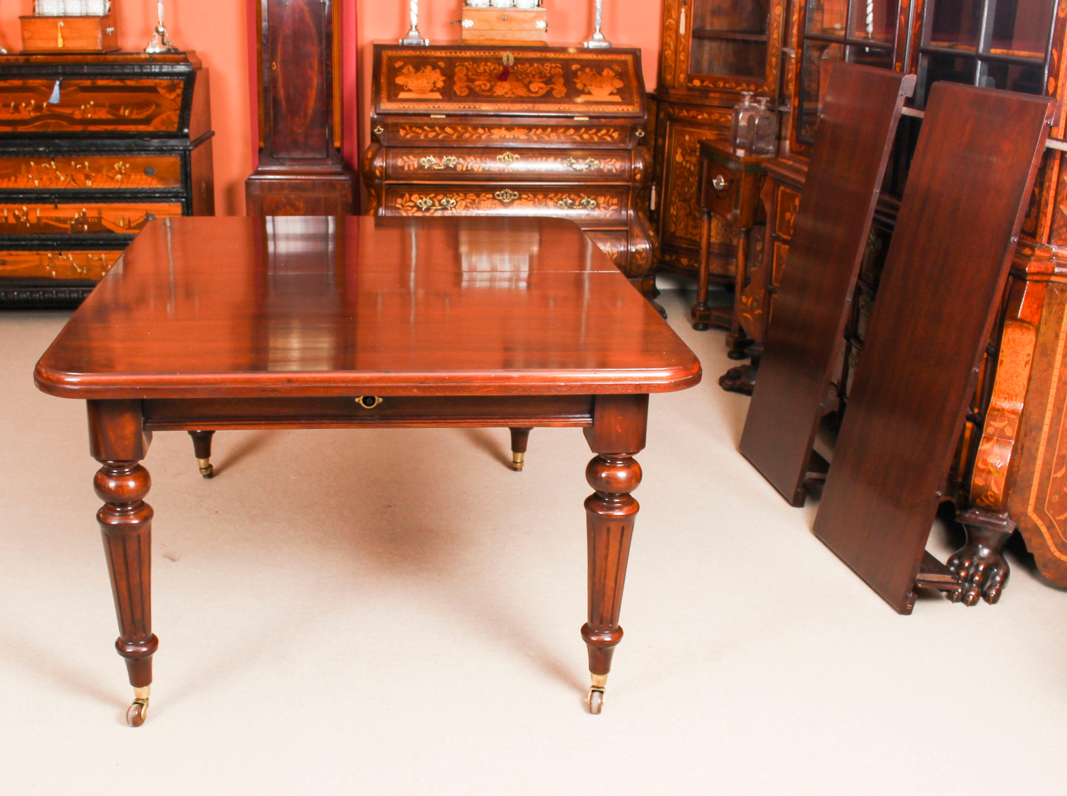 Victorian Antique Mahogany Dining Table 19th Century and 10 Balloon Back Chairs