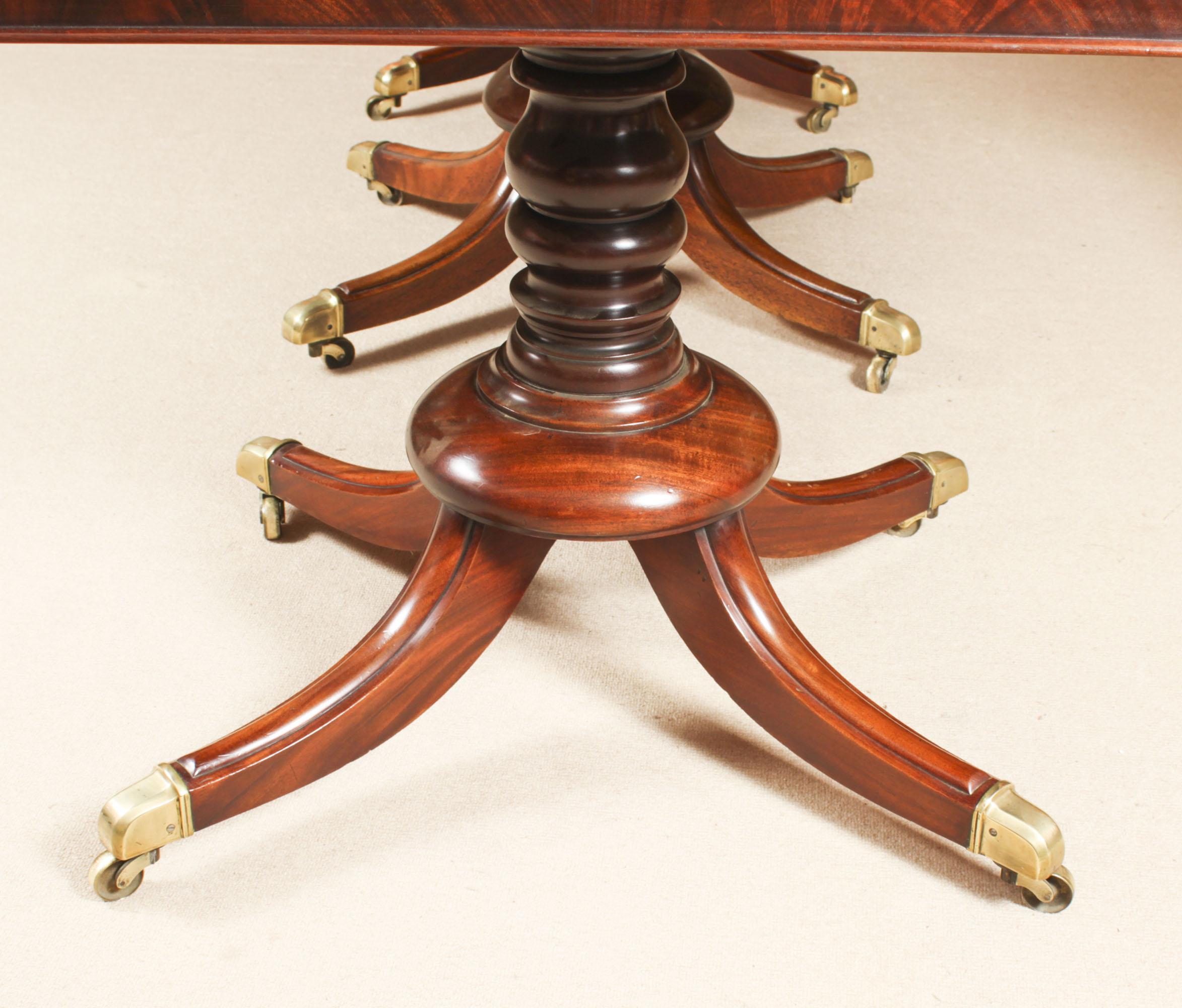 Antique 8ft Regency Metamorphic 3 Pillar Dining Table, 19th Century For Sale 14