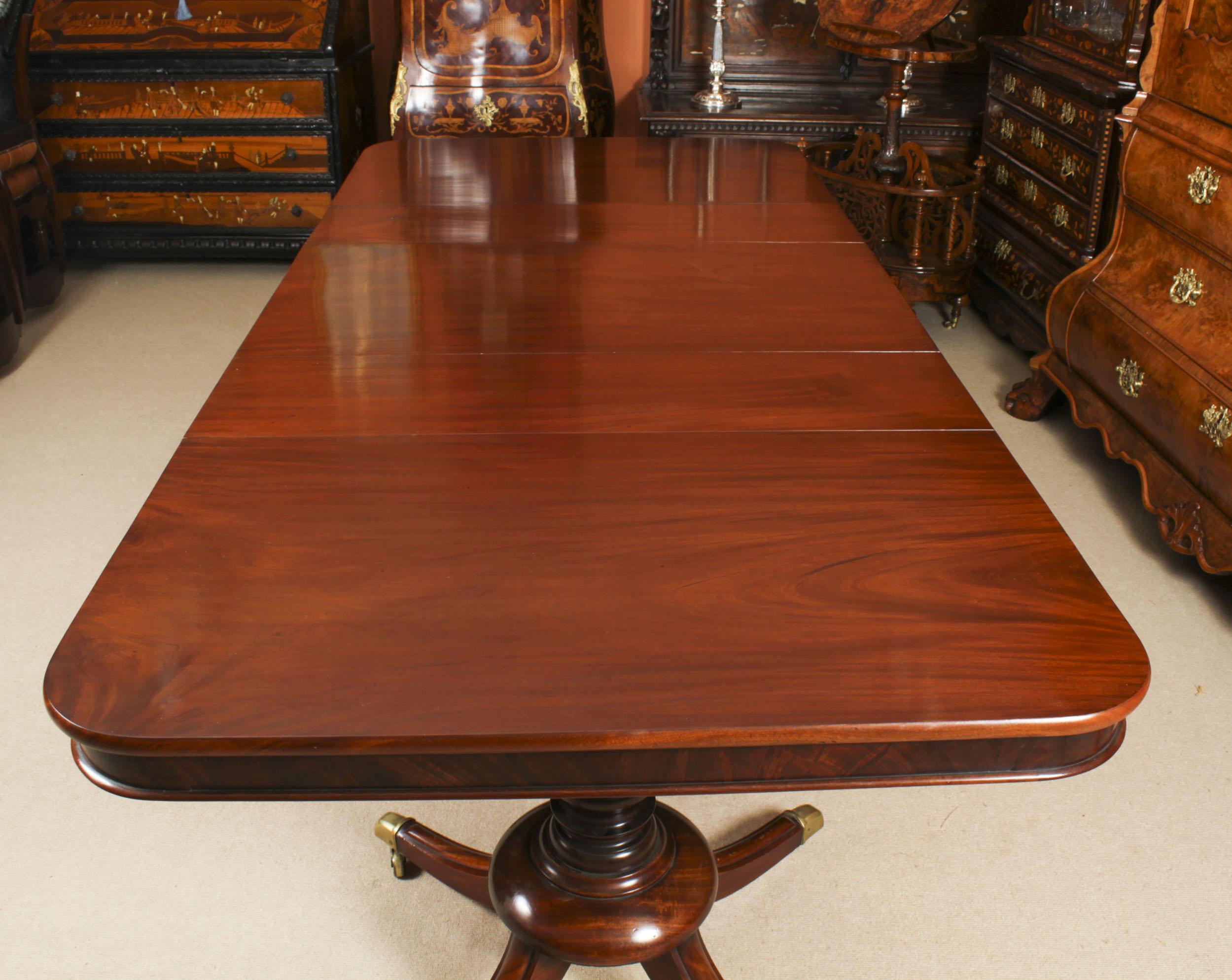 Early 19th Century Antique 8ft Regency Metamorphic 3 Pillar Dining Table, 19th Century For Sale