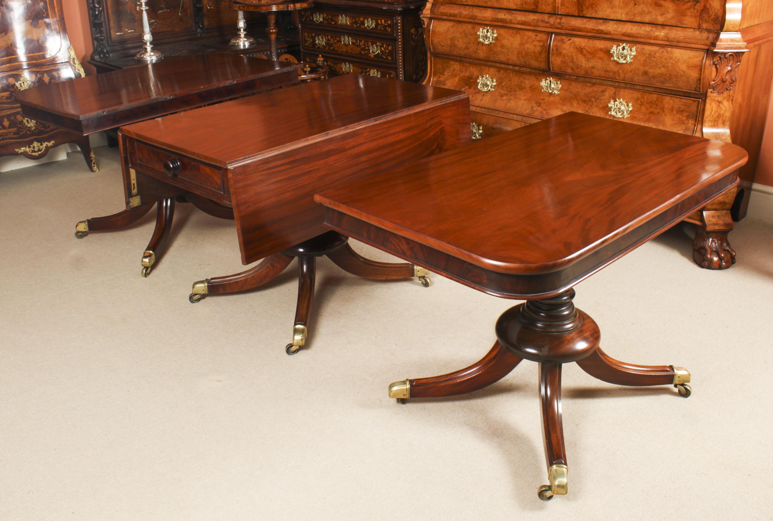 Antique 8ft Regency Metamorphic 3 Pillar Dining Table, 19th Century For Sale 2