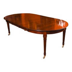 Ancienne table à manger à rallonge en acajou flammé de 8 pieds de style victorien 19ème siècle