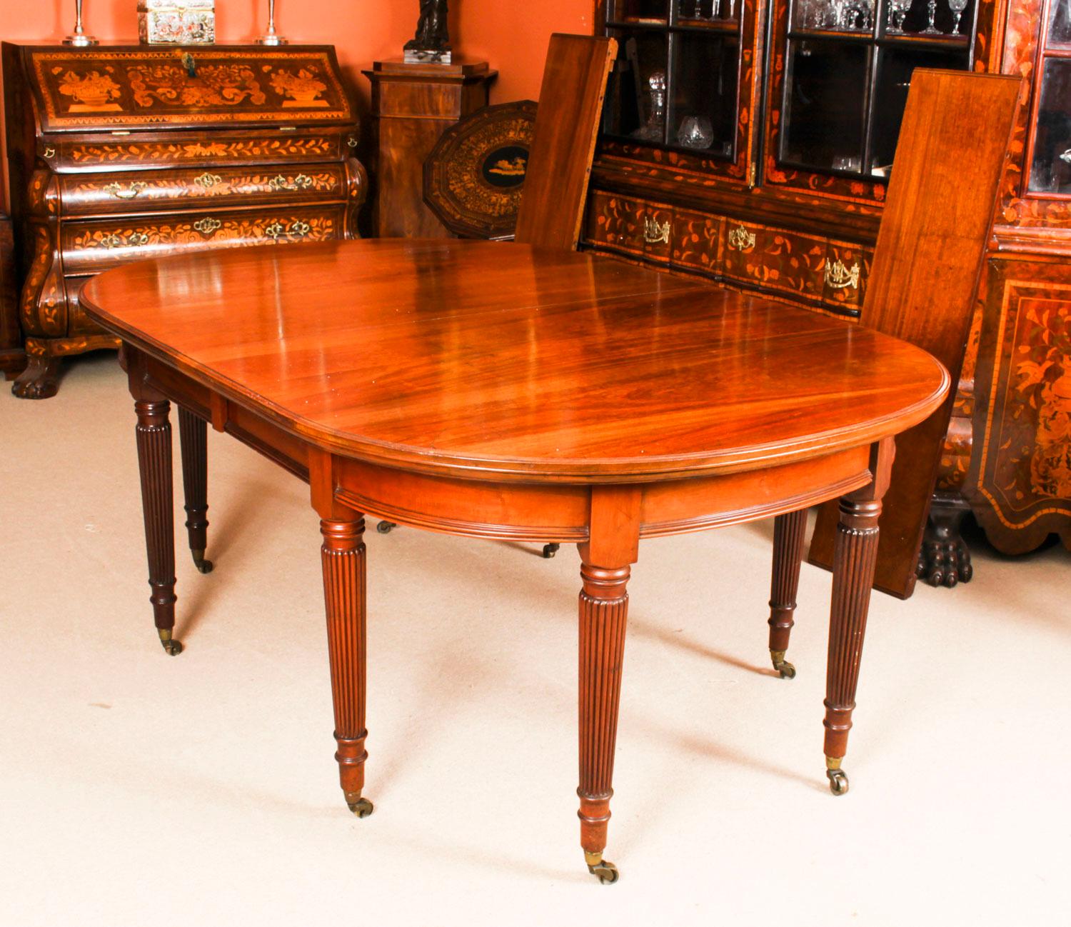 Leather Antique Victorian Oval Extending Dining Table & 6 Chairs, 19th Century