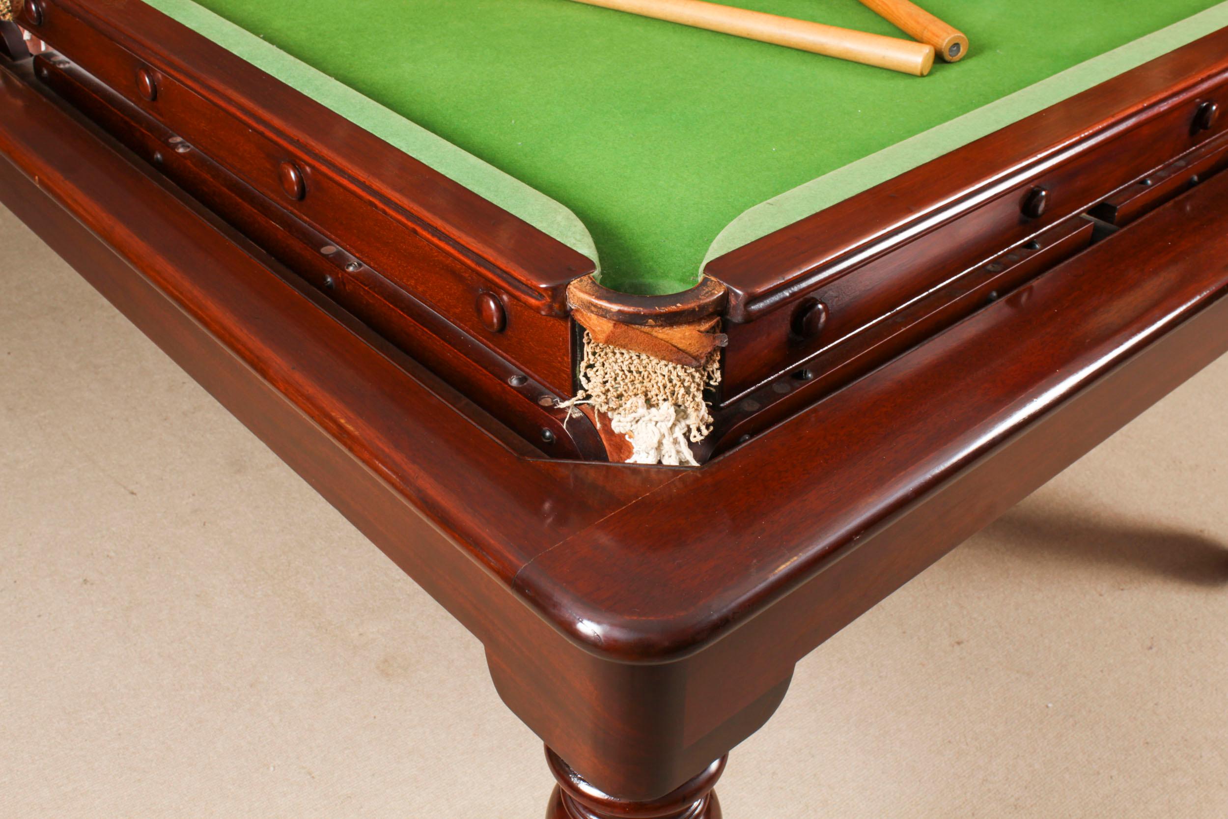 Antique 8ft Victorian Rollover Slate Bed Snooker / Dining Table 19th C 10