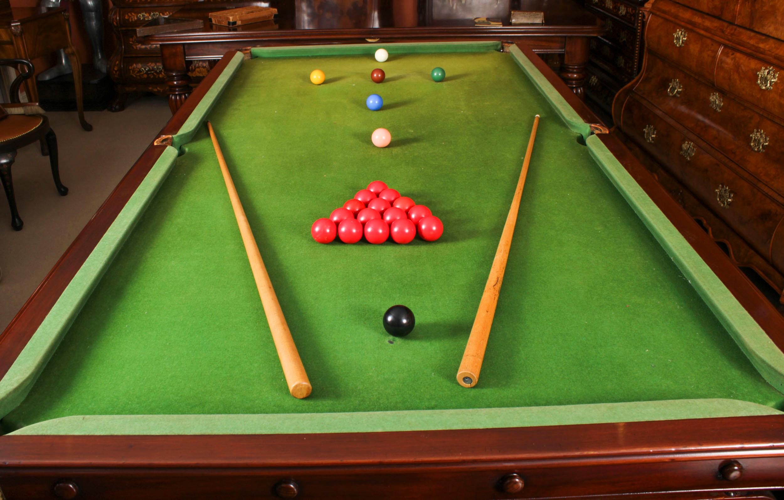Mahogany Antique 8ft Victorian Rollover Slate Bed Snooker / Dining Table 19th C For Sale