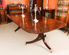 Antique Regency Twin Pillar Mahogany Dining Table 19th Century