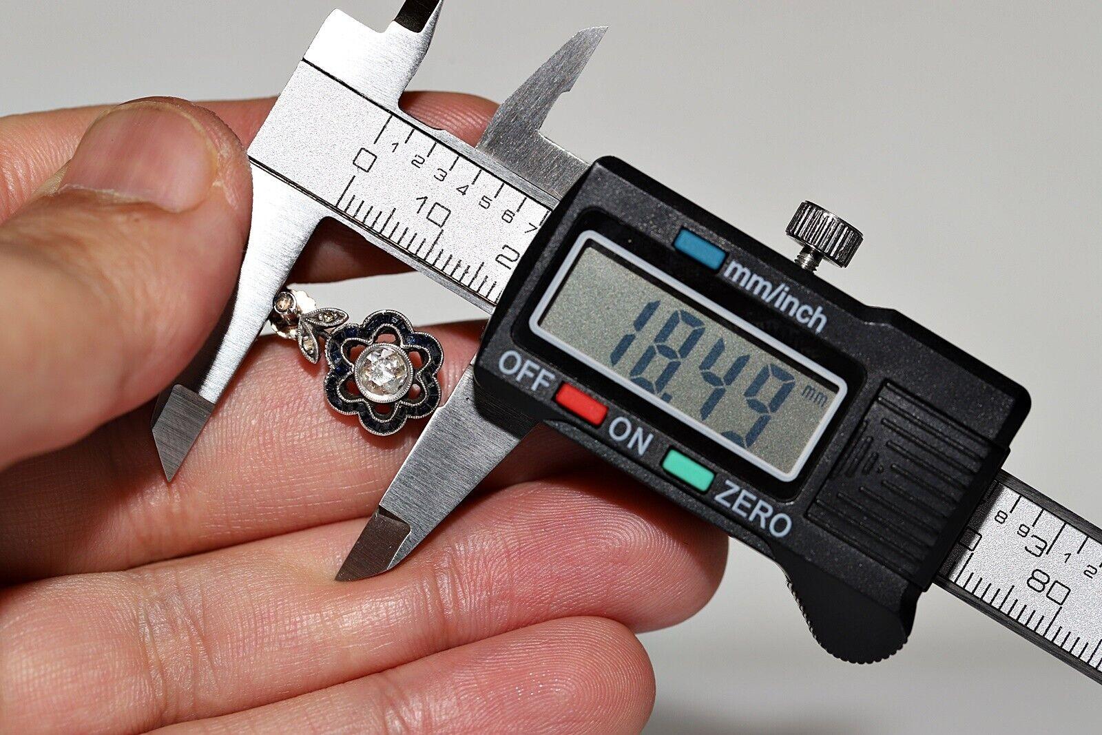 Taille rose Antique  Boucles d'oreilles en or 8k, argent, diamants naturels taille rose et saphirs en vente