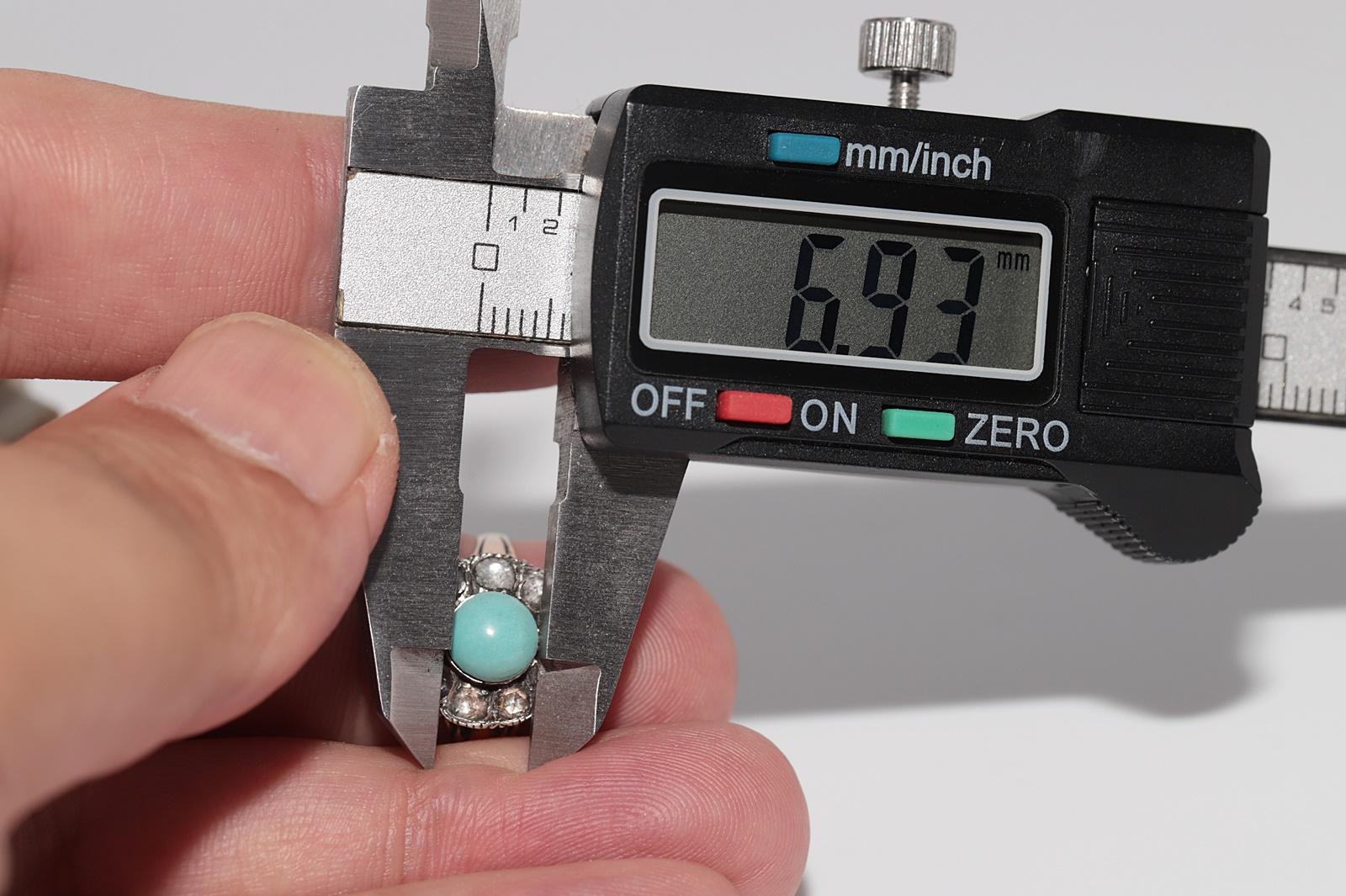 Bague ancienne en argent 8k, diamant naturel taillé en rose et turquoise décorée en vente 7