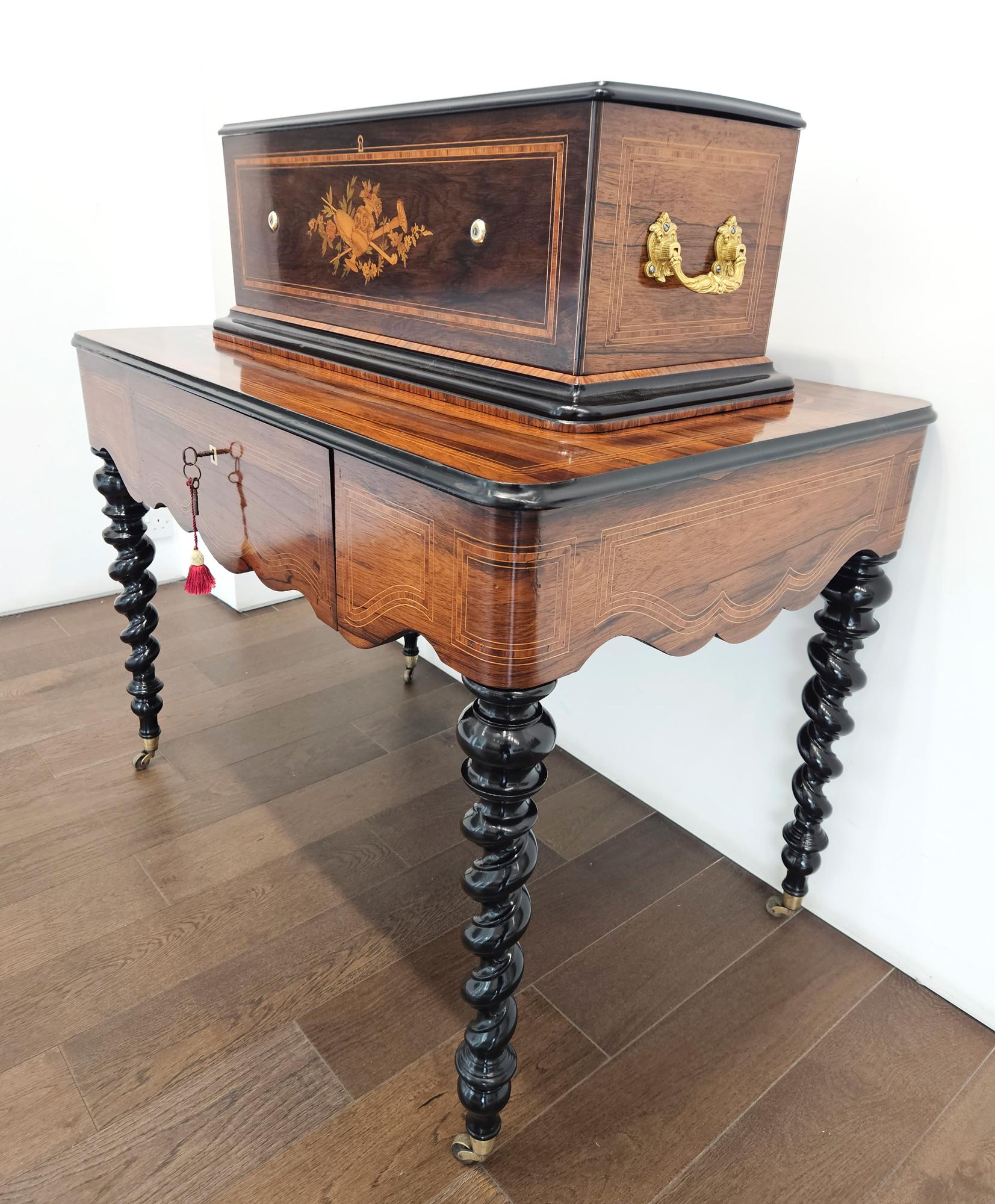 Antique 9 Bell Interchangeable Music Box on Table by Nicole Freres, c. 1870 For Sale 4
