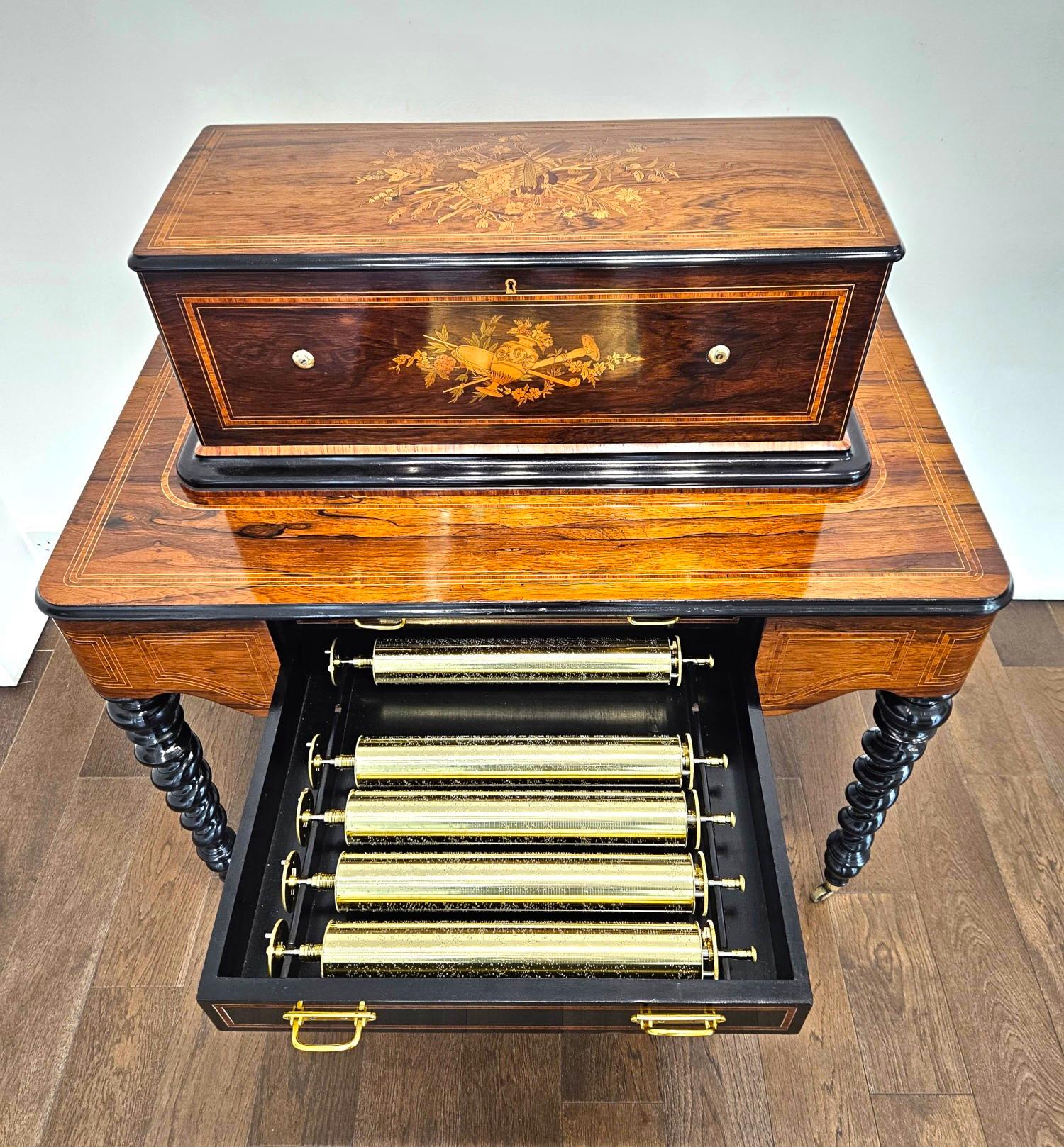 Ancienne boîte à musique interchangeable à 9 cloches sur table de Nicole Freres, vers 1870 en vente 6