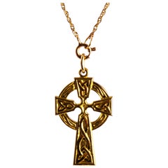 Antique 9 Carat Gold Cross Pendant Necklace