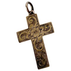 Antique 9 Carat Gold Cross Pendant Necklace