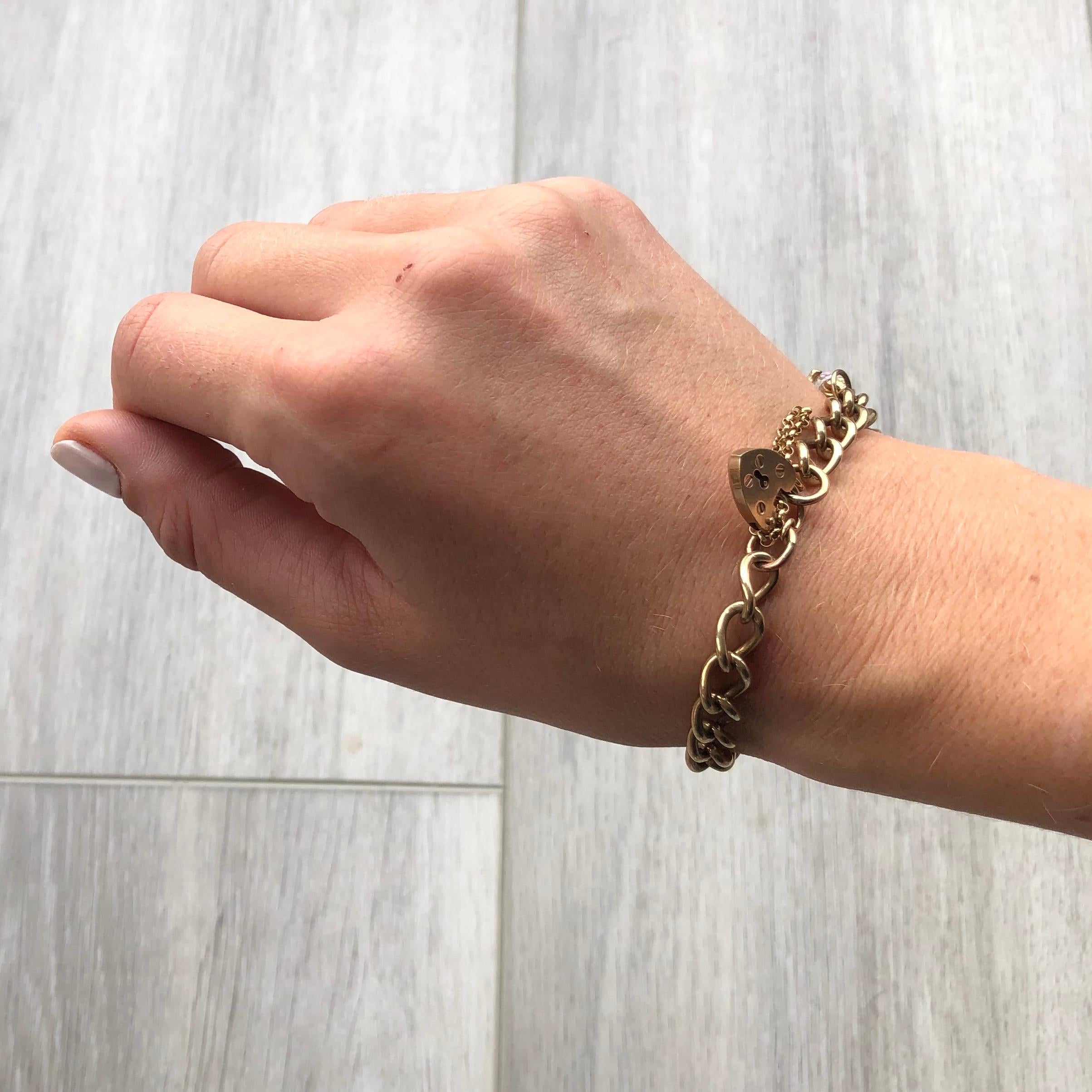 Women's Antique 9 Carat Gold Curb Bracelet with Teddy Charm