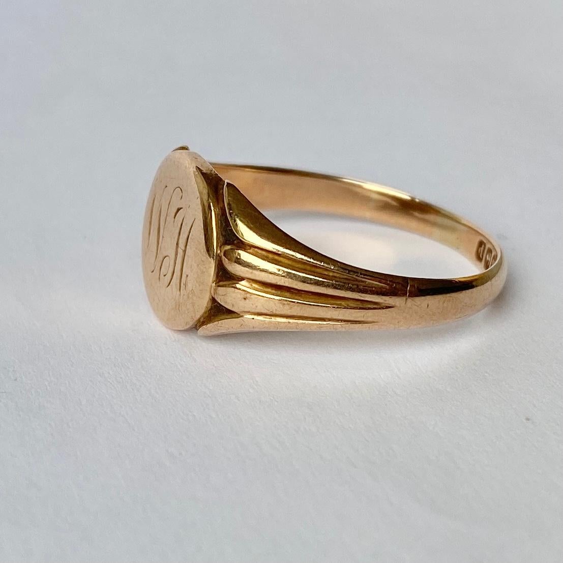 LOUIS VUITTON gold-tone and brown SIGNET Ring 7.75 at 1stDibs