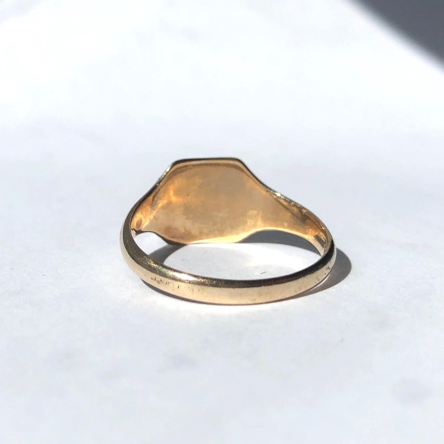 Art Deco Antique 9 Carat Gold Signet Ring For Sale