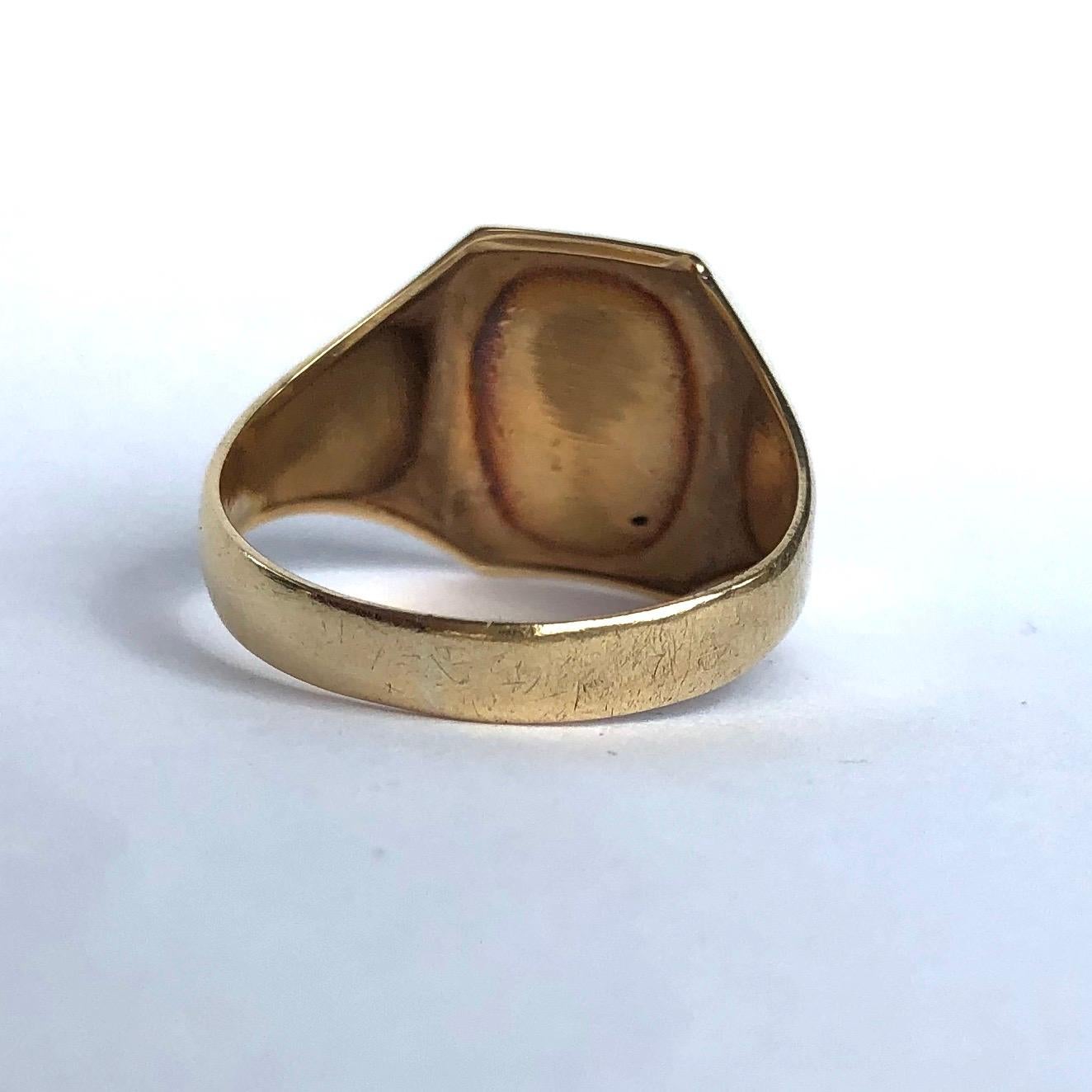 Edwardian Antique 9 Carat Gold Signet Ring For Sale