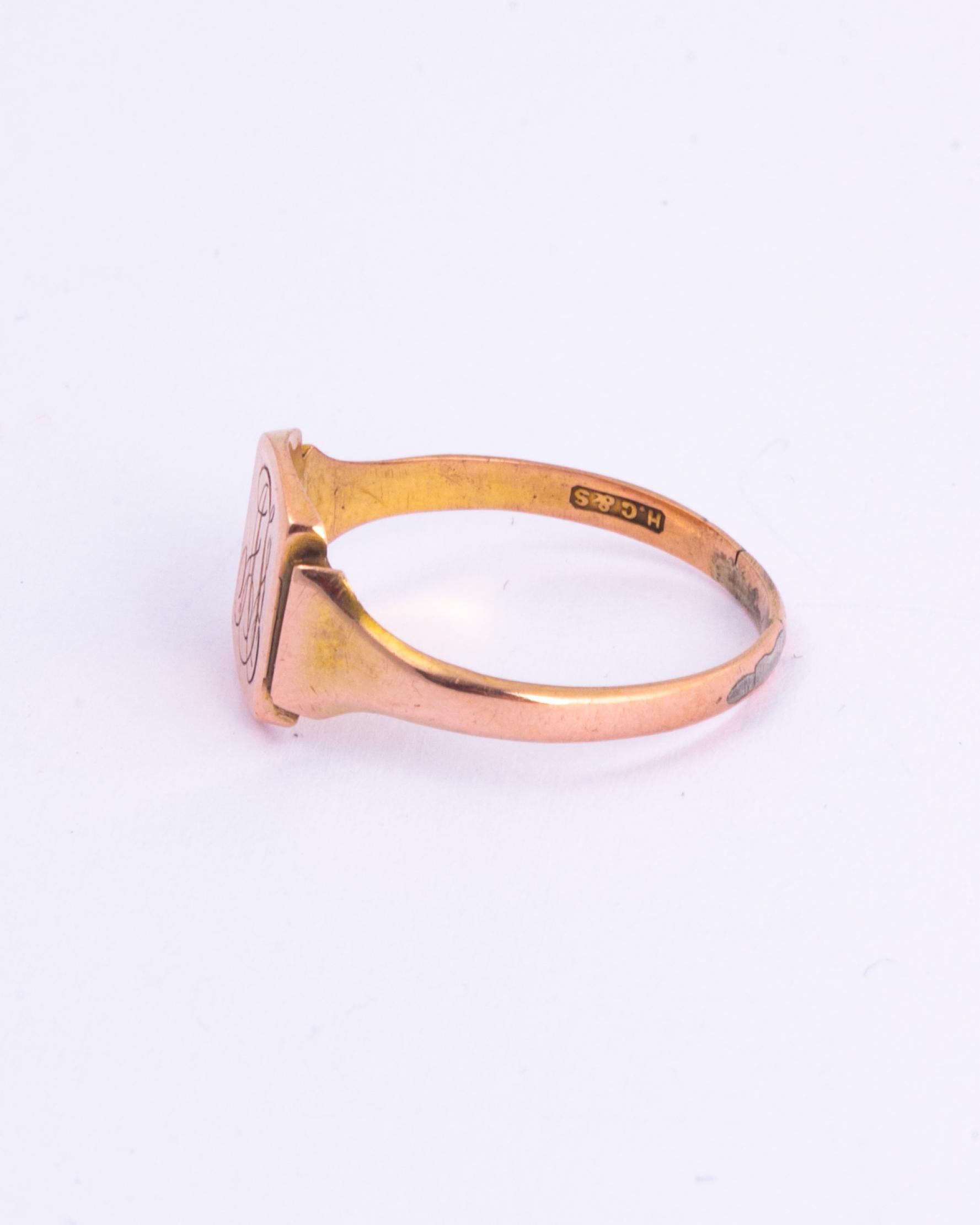 Art Deco Antique 9 Carat Gold Signet Ring