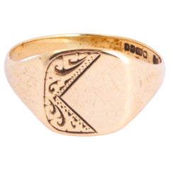 Bague signet ancienne en or 9 carats