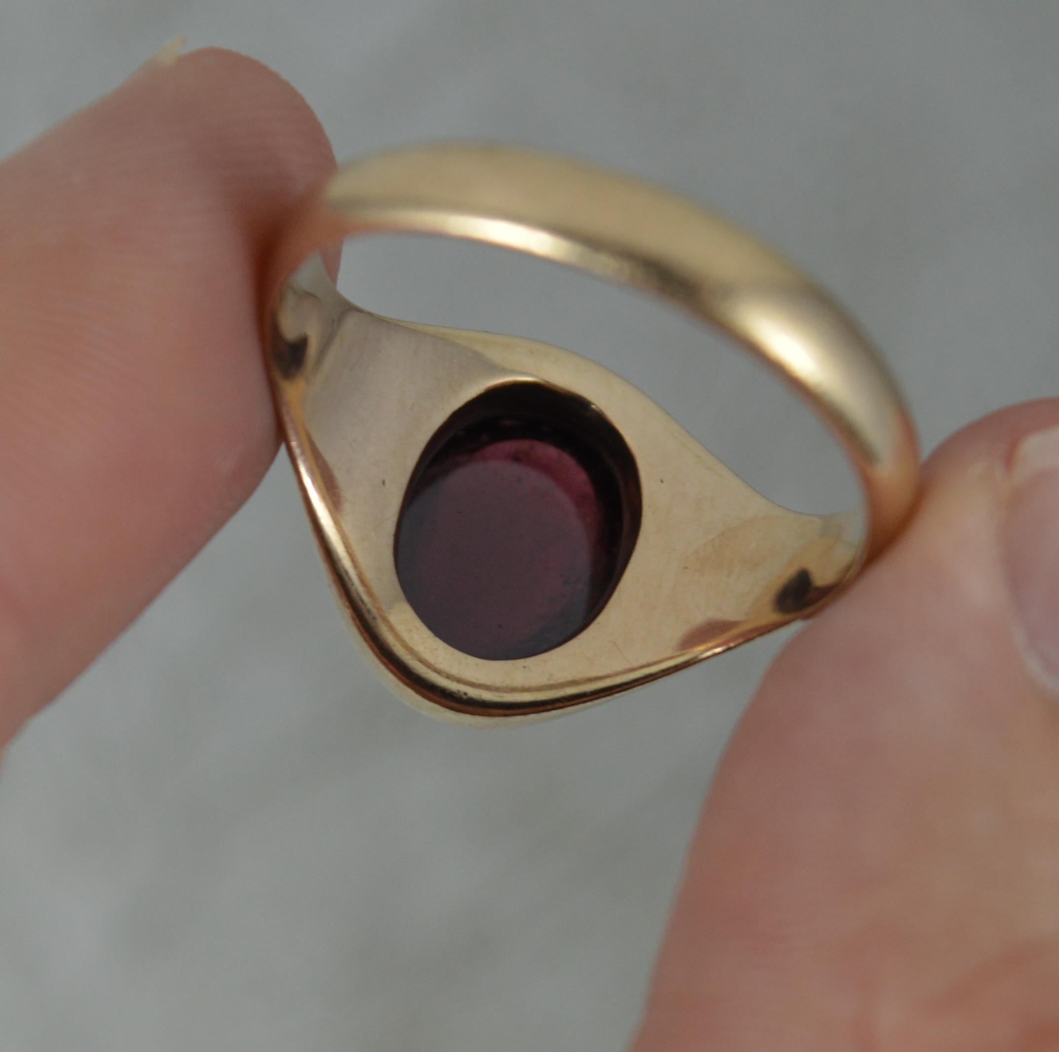Victorian Antique 9 Carat Rose Gold and Garnet Cabochon Solitaire Gypsy Statement Ring
