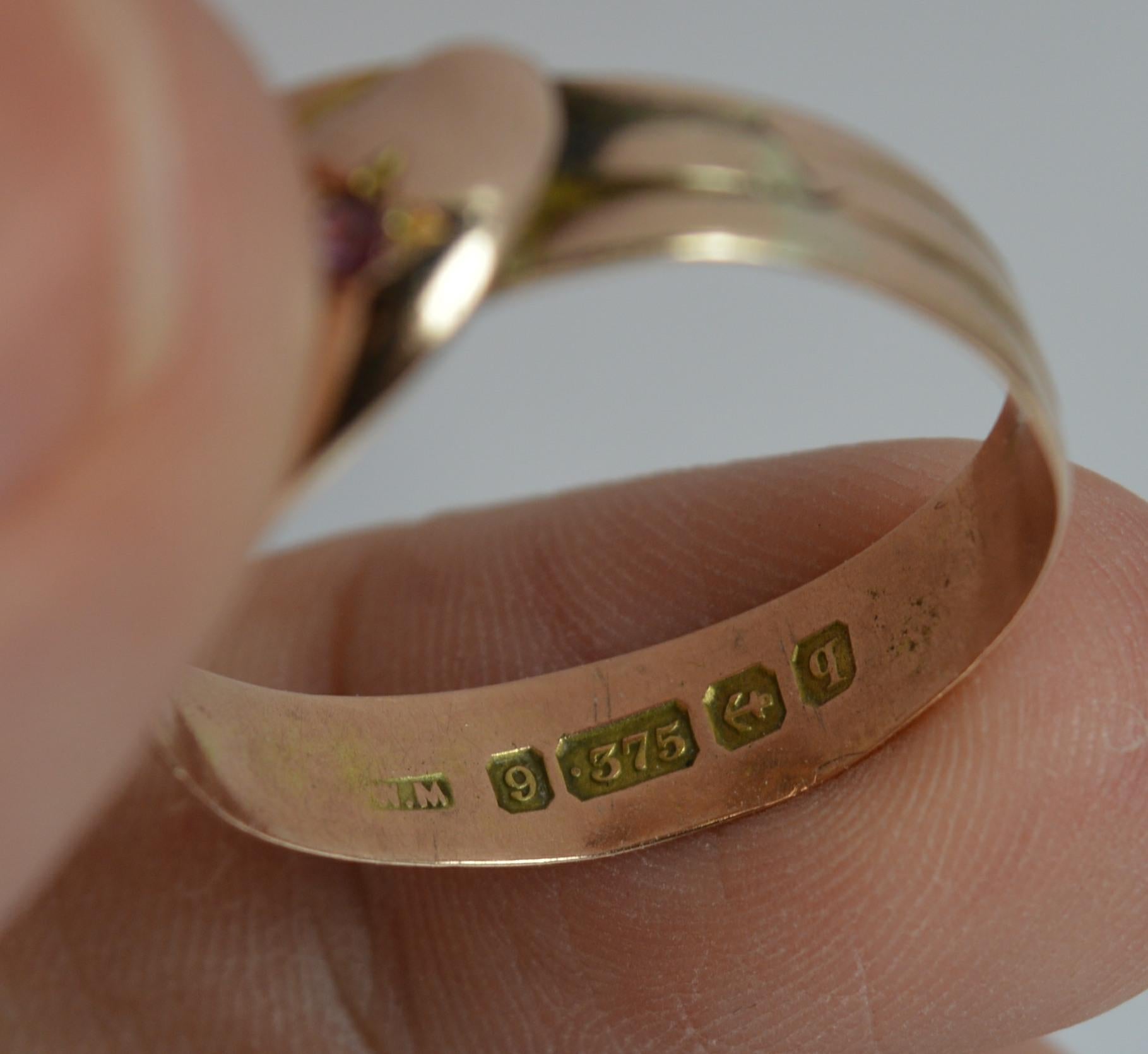 Antique 9 Carat Rose Gold and Ruby Double Snake Ring at 1stDibs