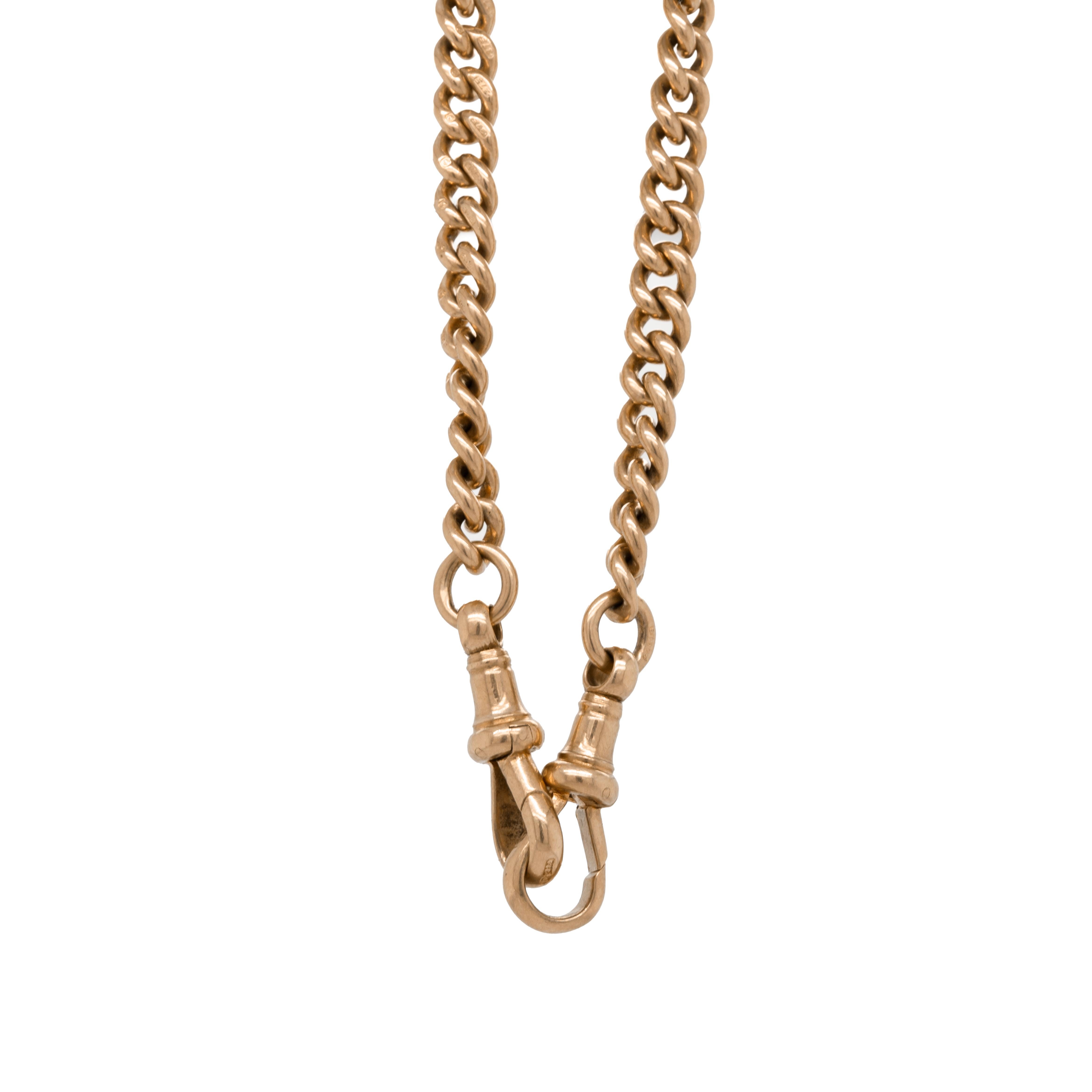 Antique 9 Carat Rose Gold Antique Albert Chain, circa 1900s In Good Condition For Sale In London, GB