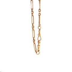 Antique 9 Carat Rose Gold Fob Watch Link Chain with T-bar, circa 1920s