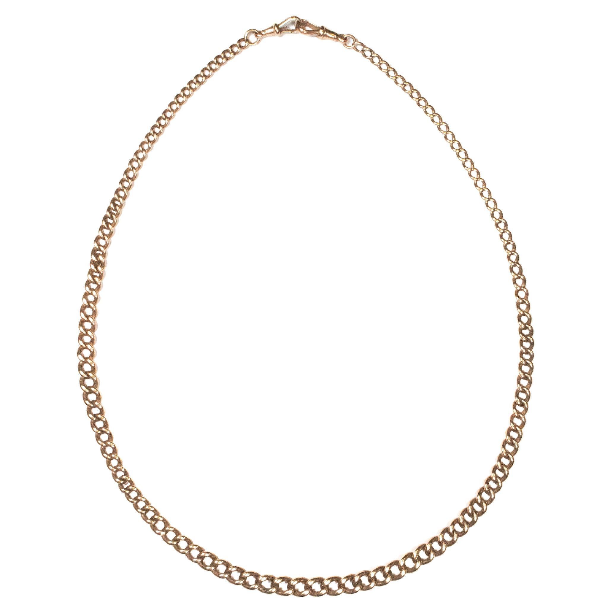 Antique 9 Carat Rose Gold Graduated Albert Chain With Two 'Dog' Clasps