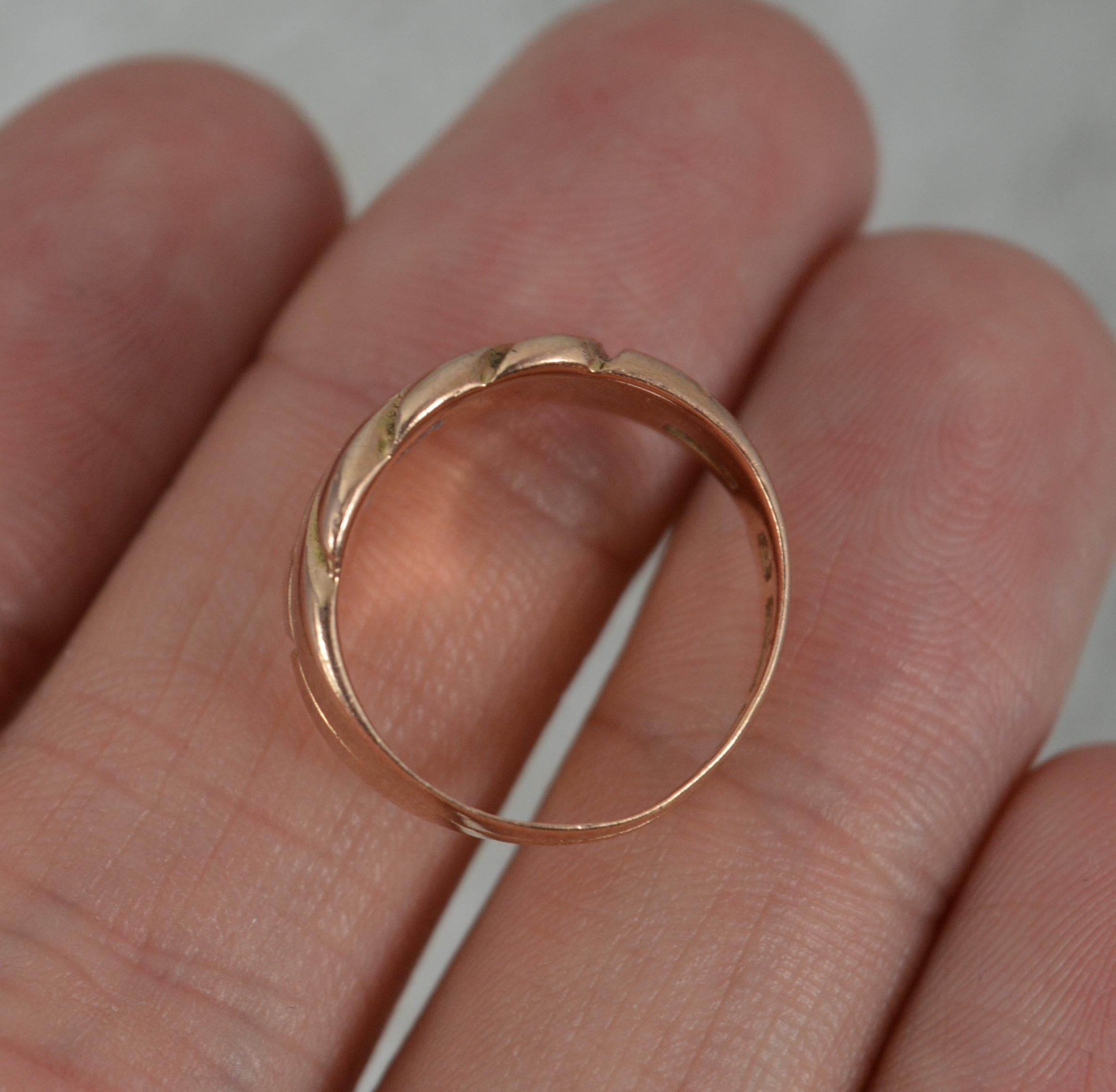 Victorian Antique 9 Carat Rose Gold Knot Band or Keeper Ring