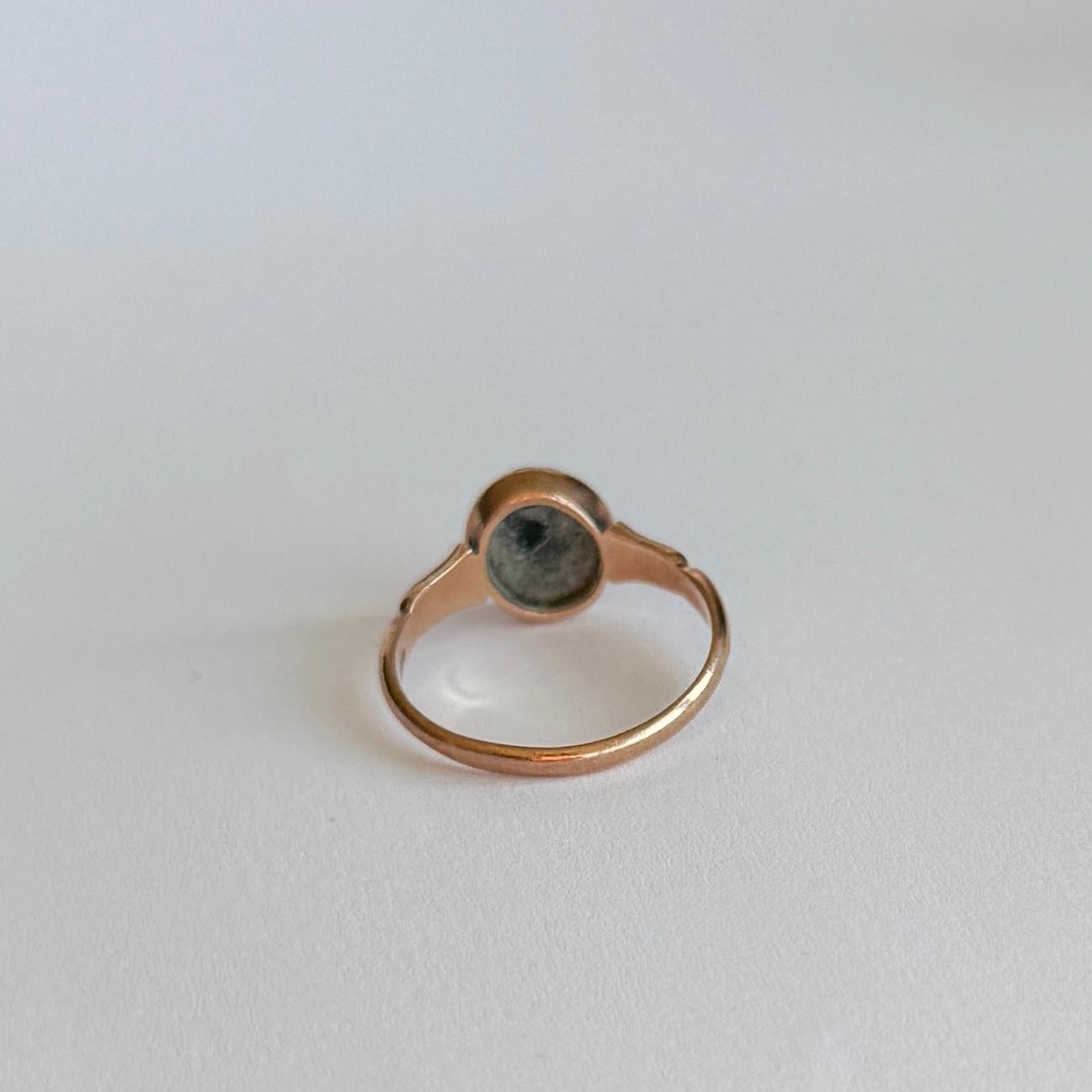 Women's or Men's Antique 9 Carat Soft Tone Rose Gold Bloodstone Signet Ring