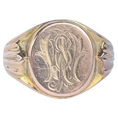 Antique 9 Carat Soft Tone Rose Gold Signet Ring