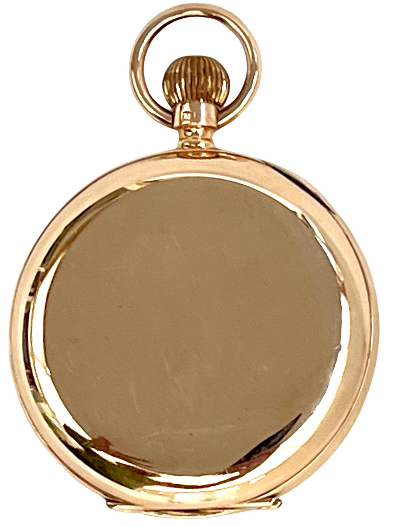 Antike 9 Karat massive Gold-Halber Jäger-Taschenuhr für Damen oder Herren