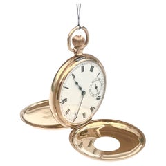 Antike 9 Karat massive Gold-Halber Jäger-Taschenuhr