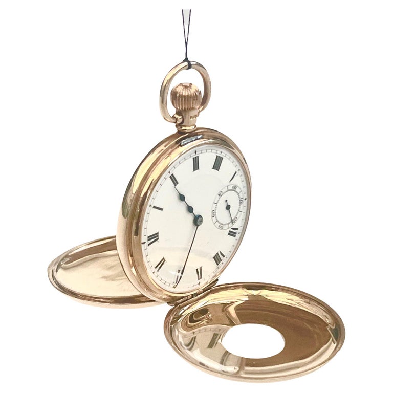 Antique 9 Carat Solid Gold Half Hunter Pocket Watch For Sale at 1stDibs