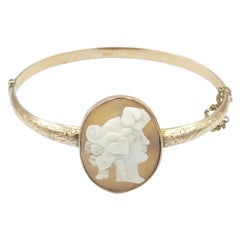 Antique 9 Carat Yellow and Rose Gold Cameo Bangle