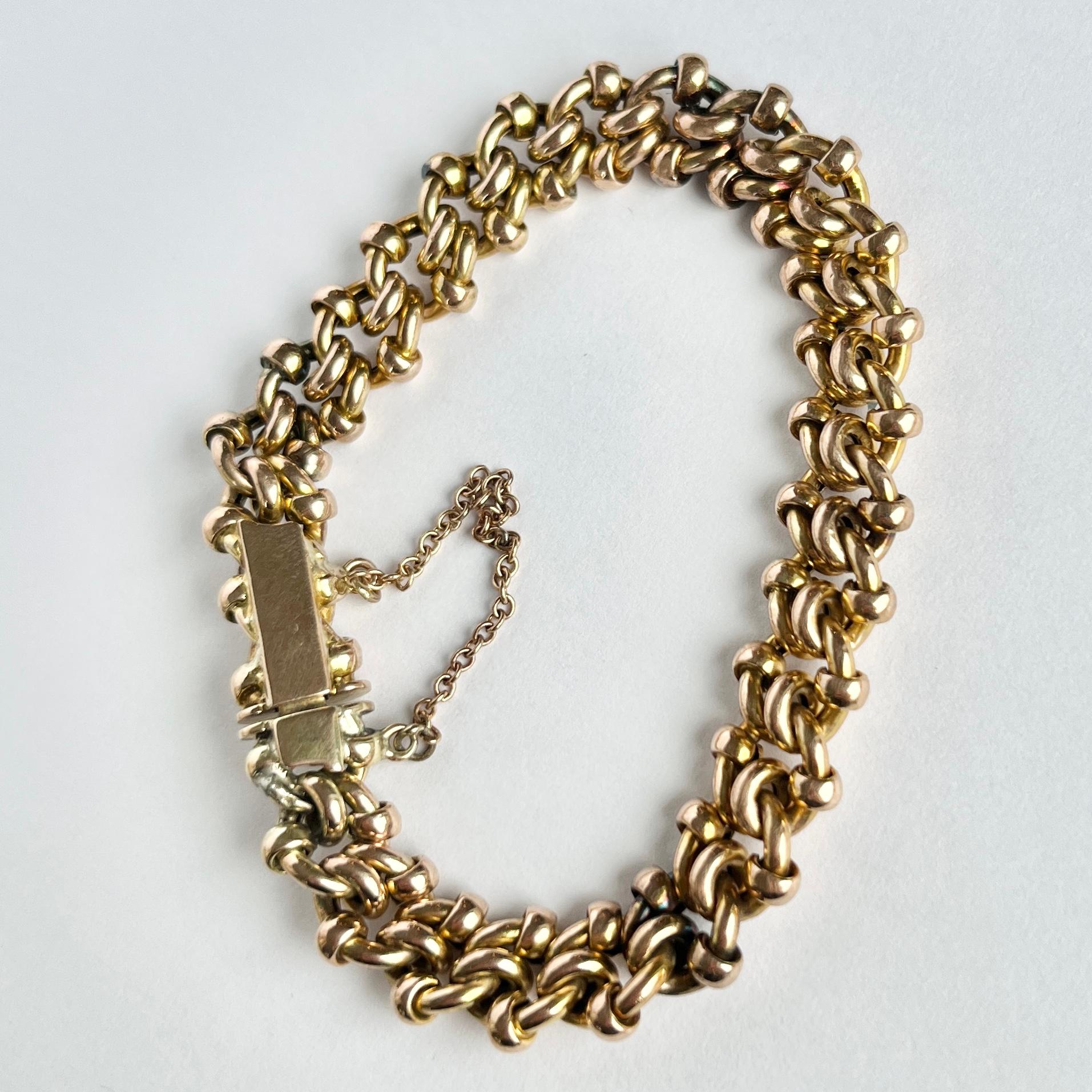Art Deco Antique 9 Carat Yellow Gold Bracelet Chain For Sale