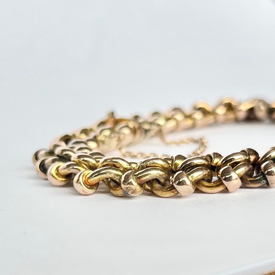 Antike 9 Karat Gelbgold-Armbandkette für Damen oder Herren im Angebot