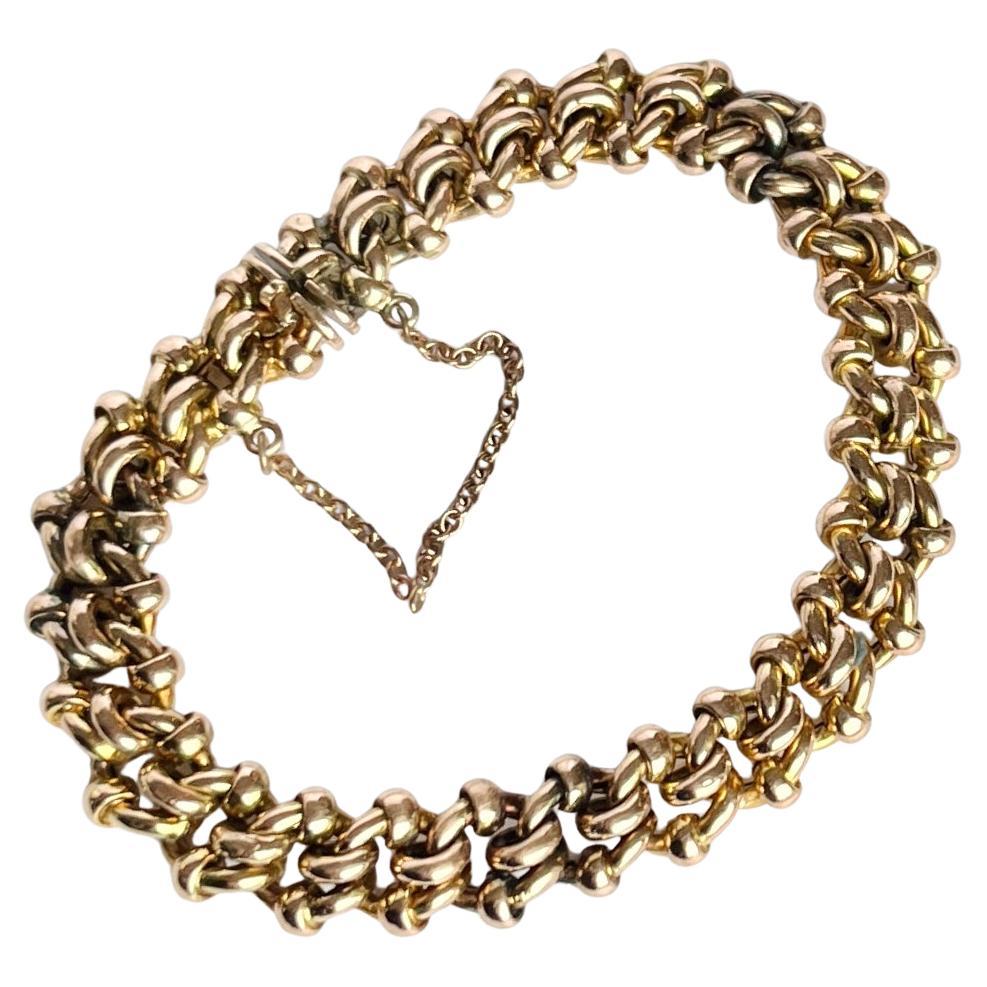 Antique 9 Carat Yellow Gold Bracelet Chain For Sale