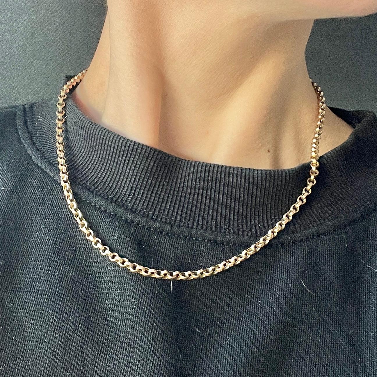 Chaîne collier ancien en or jaune 9 carats en vente 1